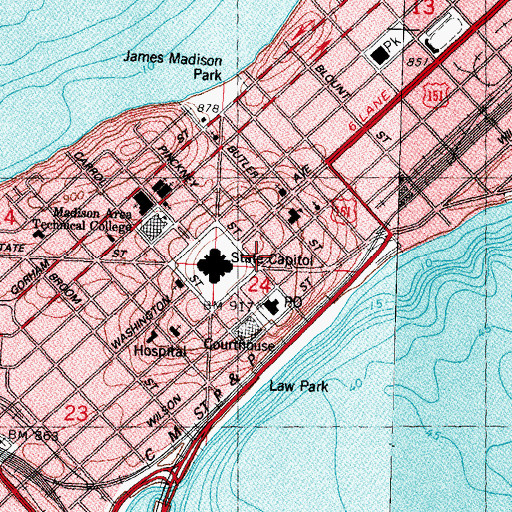 Topographic Map of Tenney Plaza, WI