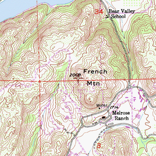 Topographic Map of French Mountain, CA