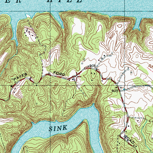 Topographic Map of Tompkins Cemetery, TN