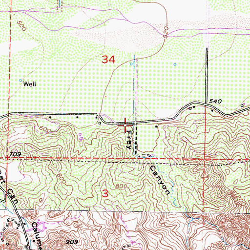 Topographic Map of Frey Canyon, CA