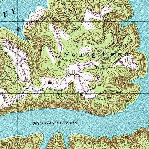 Topographic Map of Young Cemetery, TN