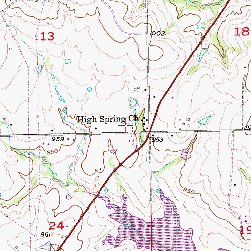 Topographic Map of High Springs Cemetery, OK