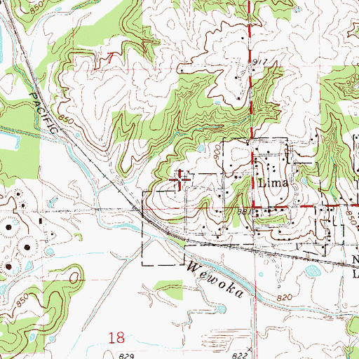 Topographic Map of Lima Cemetery, OK