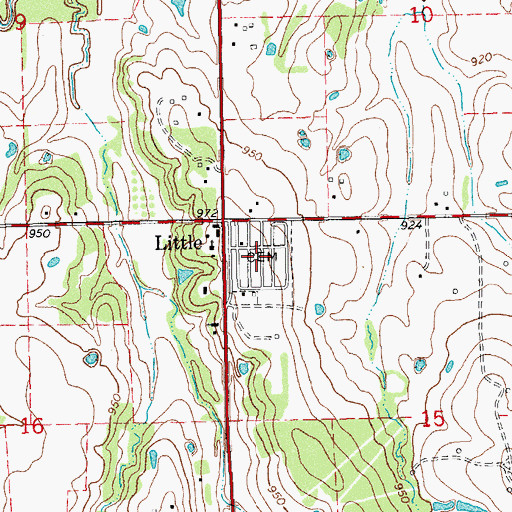 Topographic Map of Little Cemetery, OK