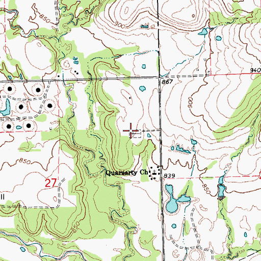 Topographic Map of Little Quarsarty Cemetery, OK