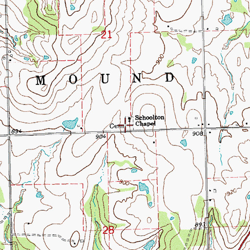 Topographic Map of Schoolton Cemetery, OK