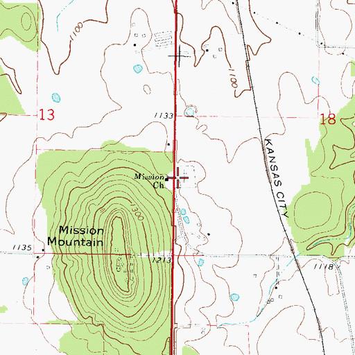 Topographic Map of Baptist Mission Cemeter, OK