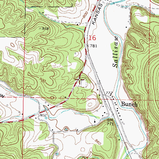 Topographic Map of Bunch Cemetery, OK