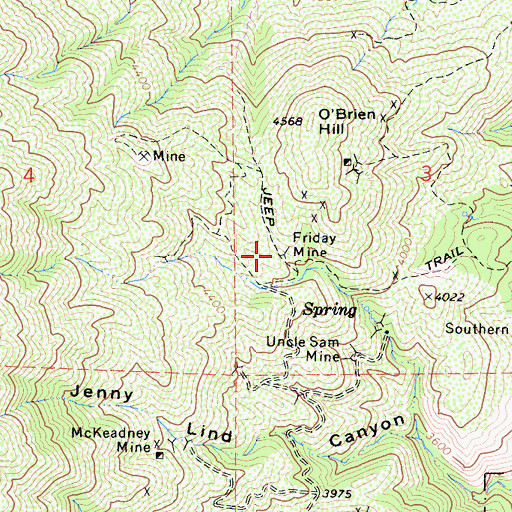 Topographic Map of Friday Mine, CA