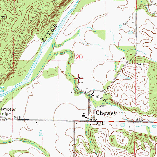 Topographic Map of Chewey Cemetery, OK