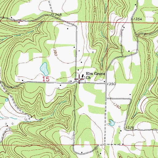 Topographic Map of Elm Grove Cemetery, OK