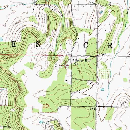 Topographic Map of Honey Hill Cemetery, OK