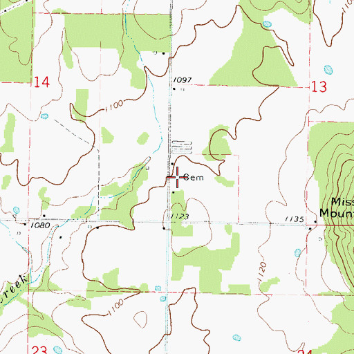 Topographic Map of Lacie Cemetery, OK
