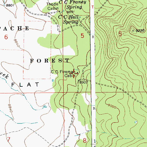 Topographic Map of CC Fireman Cabin, AZ