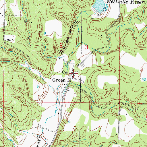 Topographic Map of Old Green Cemetery, OK