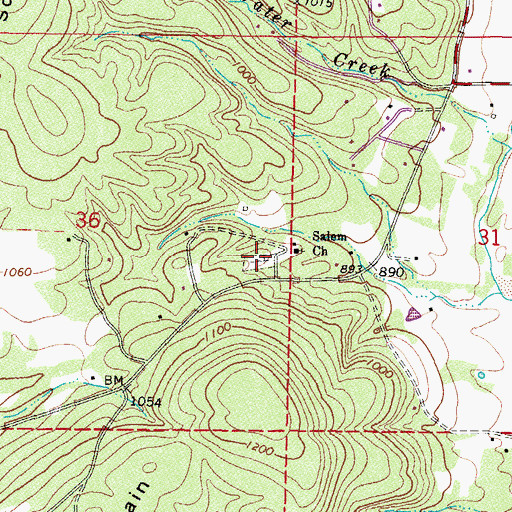 Topographic Map of Salem Cemetery, OK