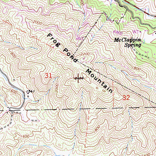 Topographic Map of Frog Pond Mountain, CA