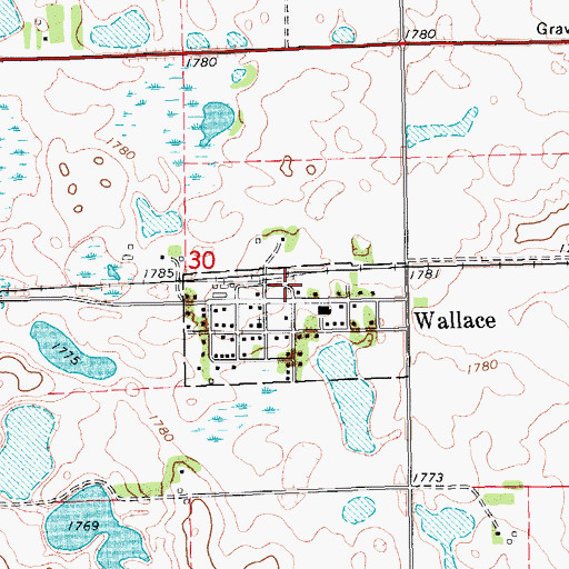 Topographic Map of Wallace Post Office, SD