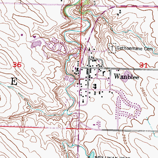 Topographic Map of Wanblee Post Office, SD