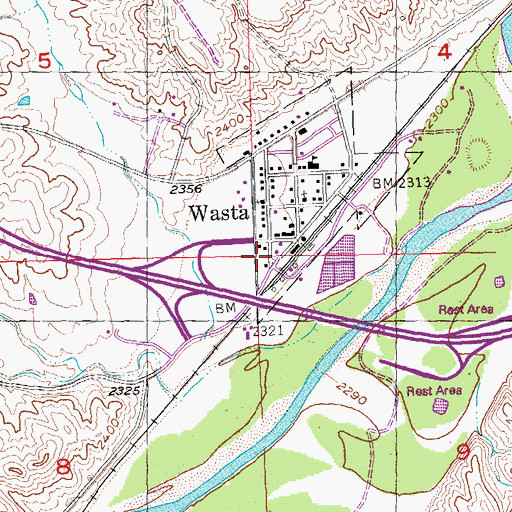 Topographic Map of Wasta Post Office, SD