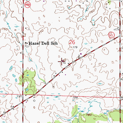 Topographic Map of Horton Farms, WI