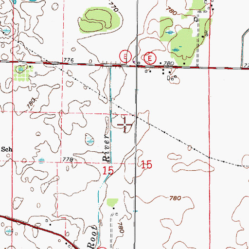 Topographic Map of Paris Farms, WI