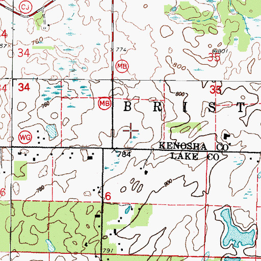 Topographic Map of Quality Farms, WI