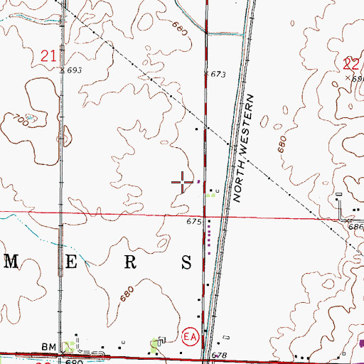 Topographic Map of Fenske Farms, WI