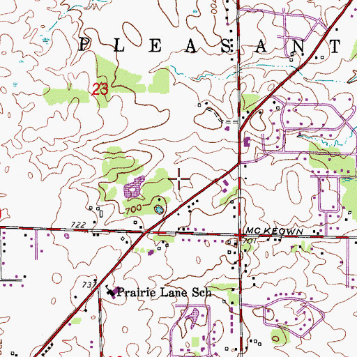 Topographic Map of Pleasant Prairie Post Office, WI