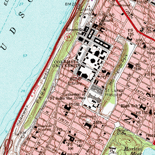 Topographic Map of New York Public Library Morningside Heights Branch, NY