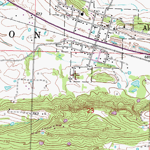 Topographic Map of Alderson Cemetery, OK