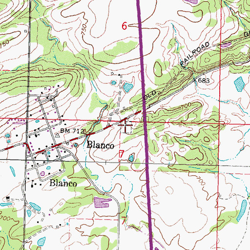 Topographic Map of Blanco Cemetery, OK