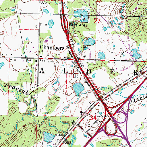 Topographic Map of Chambers Cemetery, OK