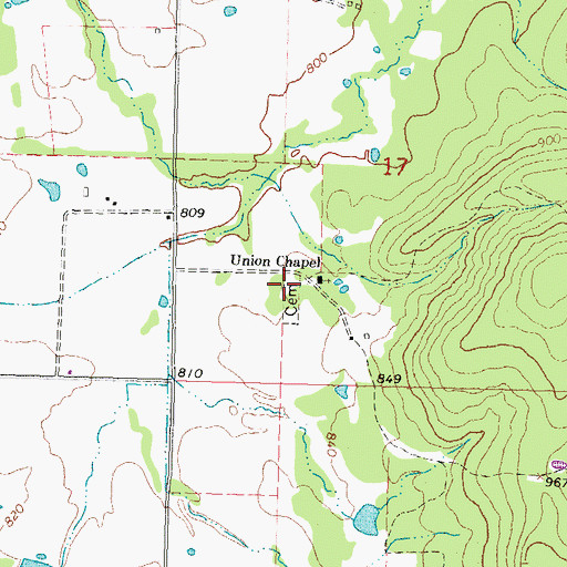 Topographic Map of Union Chapel Cemetery, OK