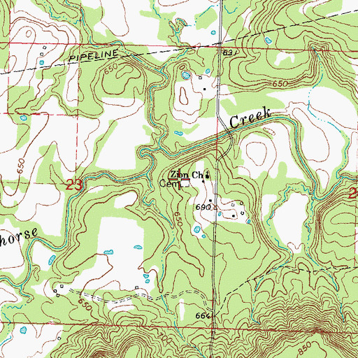 Topographic Map of Zion Missionary Baptist Cemetery, OK