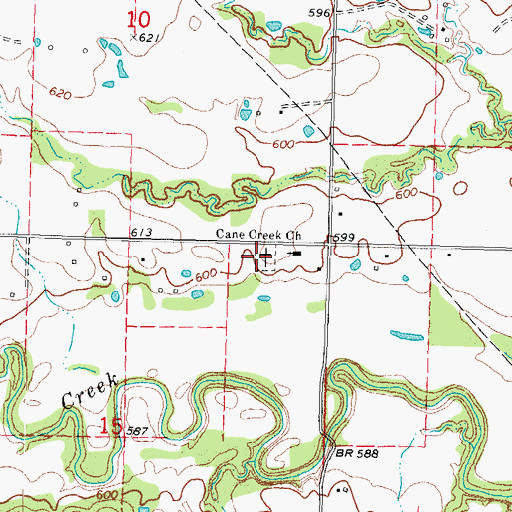 Topographic Map of Cane Creek Cemetery, OK