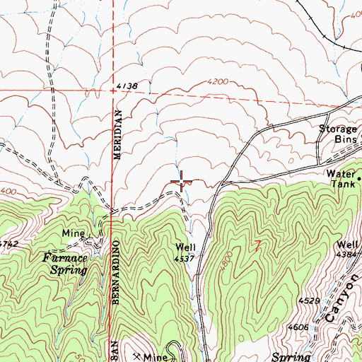 Topographic Map of Furnace Canyon, CA