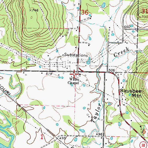 Topographic Map of White Cemetery, OK