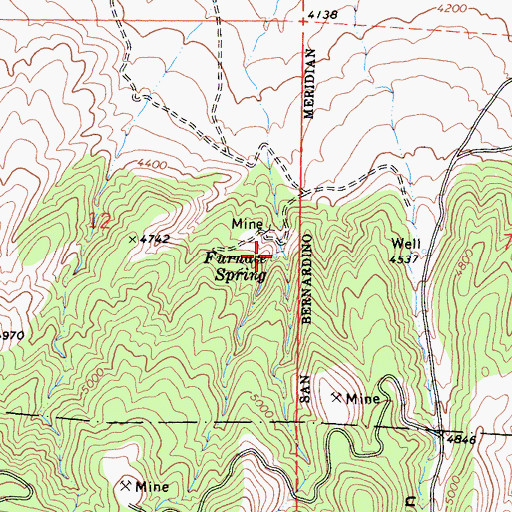 Topographic Map of Furnace Spring, CA