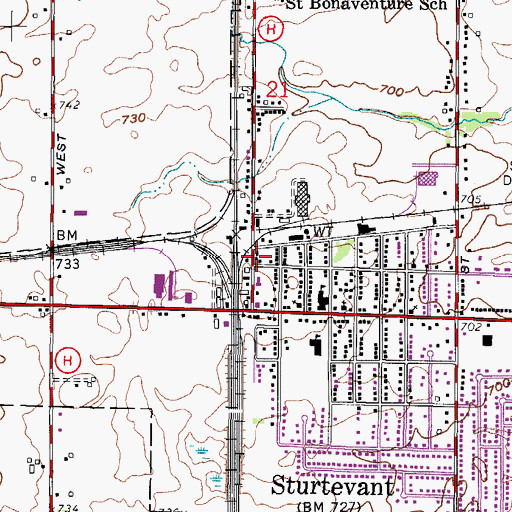 Topographic Map of Sturtevant Post Office, WI