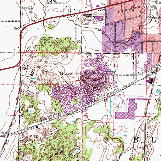 Topographic Map of Warren Pit, WI