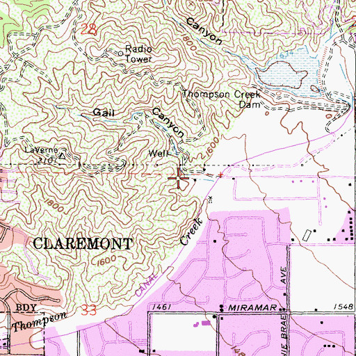 Topographic Map of Gail Canyon, CA