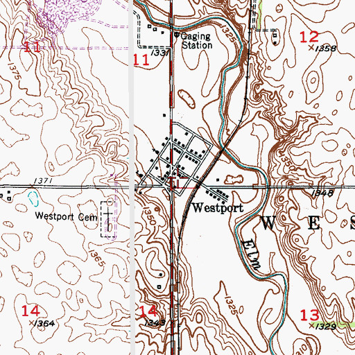 Topographic Map of Westport Post Office, SD