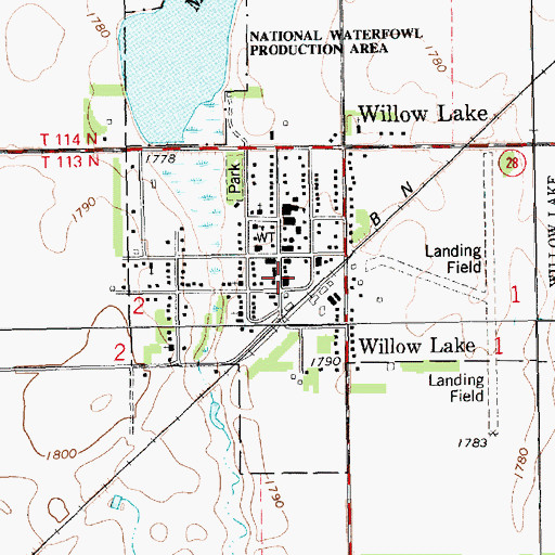 Topographic Map of Willow Lake Post Office, SD
