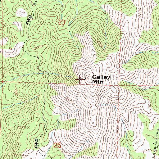 Topographic Map of Galley Mountain, CA