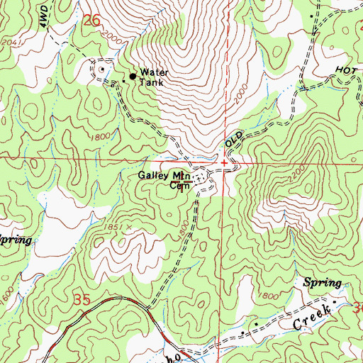 Topographic Map of Galley Mountain Cemetery, CA
