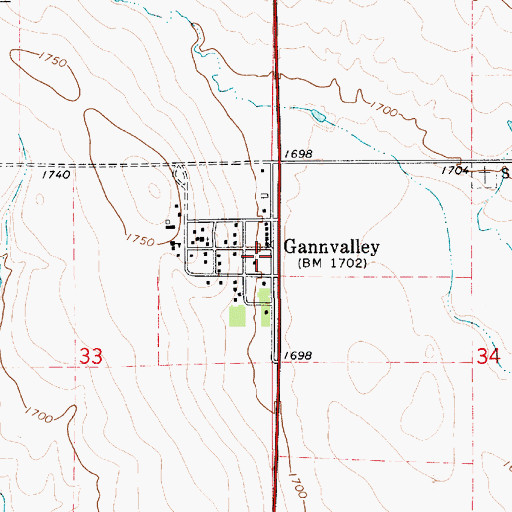 Topographic Map of Buffalo County Courthouse, SD