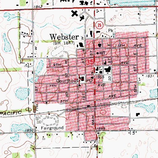 Topographic Map of Day County Courthouse, SD