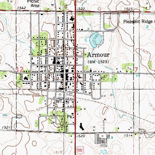 Topographic Map of Douglas County Courthouse, SD