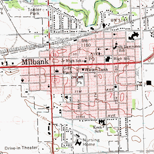 Topographic Map of Grant County Courthouse, SD